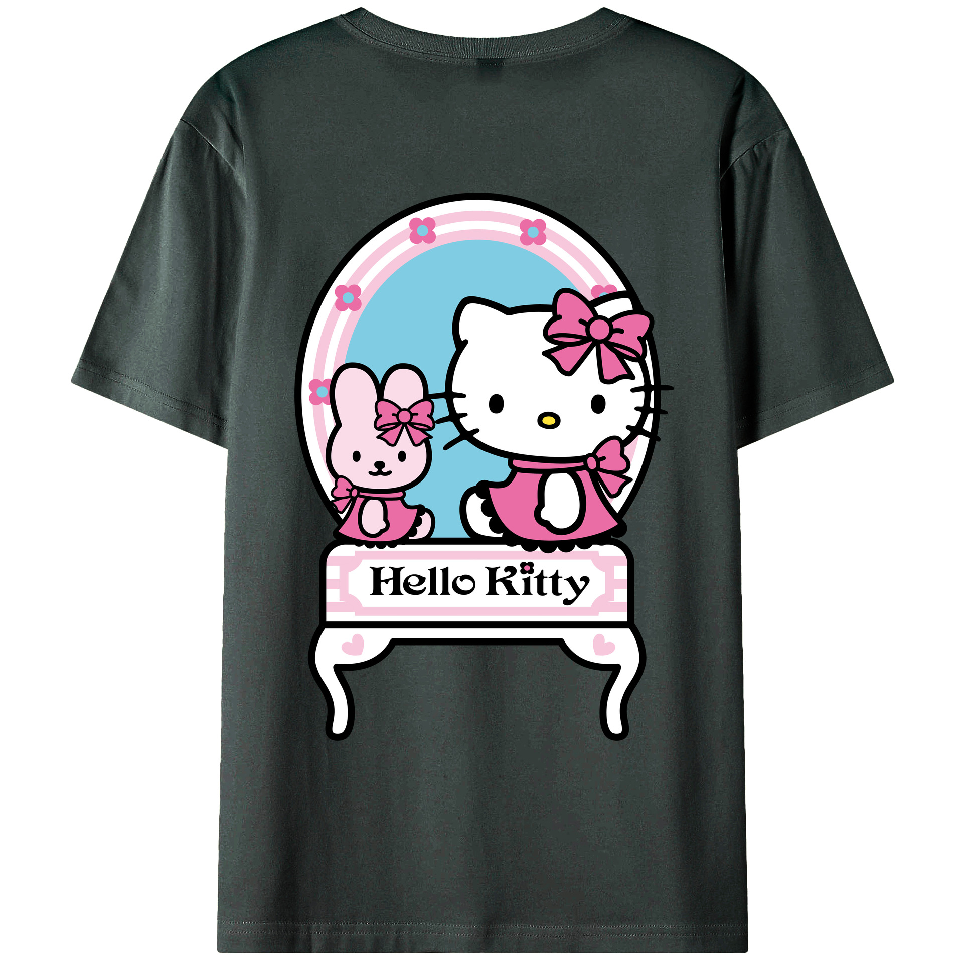 （画像用） Hello Kitty ハローキティ 綿100％ メンズ半袖Tシャツ（バックプリント） 通気性